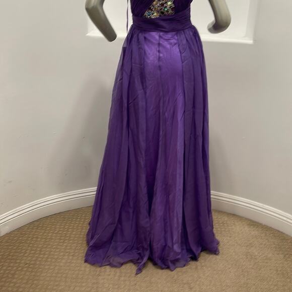 BICICI & COTY One Shoulder Purple Gown Beads Accent Size XS Special Occasion - Picture 8 of 14